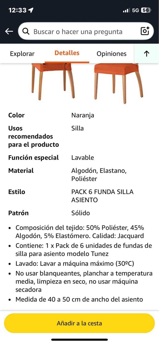 Fodere per sedie arancione. Rif. 123