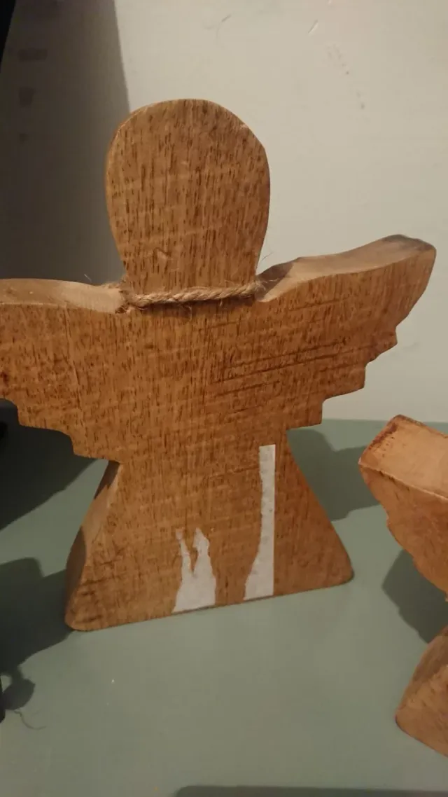 3 Ángeles de madera rústicos, Navidad