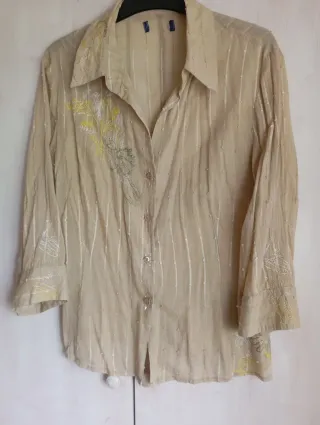 Camisa Adolfo Dominguez Beige y Dorada