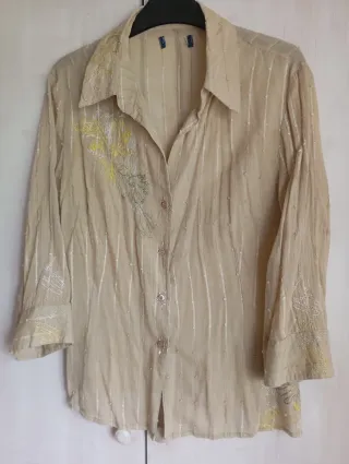 Camisa Adolfo Dominguez Beige y Dorada