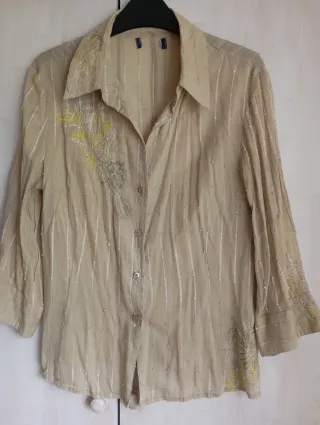 Camisa Adolfo Dominguez Beige y Dorada