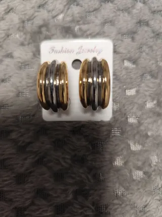 Pendientes aro bicolor oro y plata