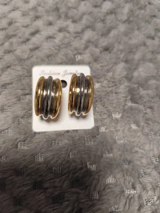 Pendientes aro bicolor oro y plata