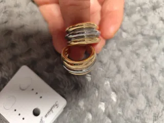 Pendientes aro bicolor oro y plata