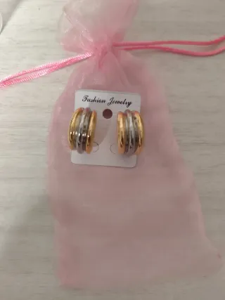 Pendientes aro bicolor oro y plata