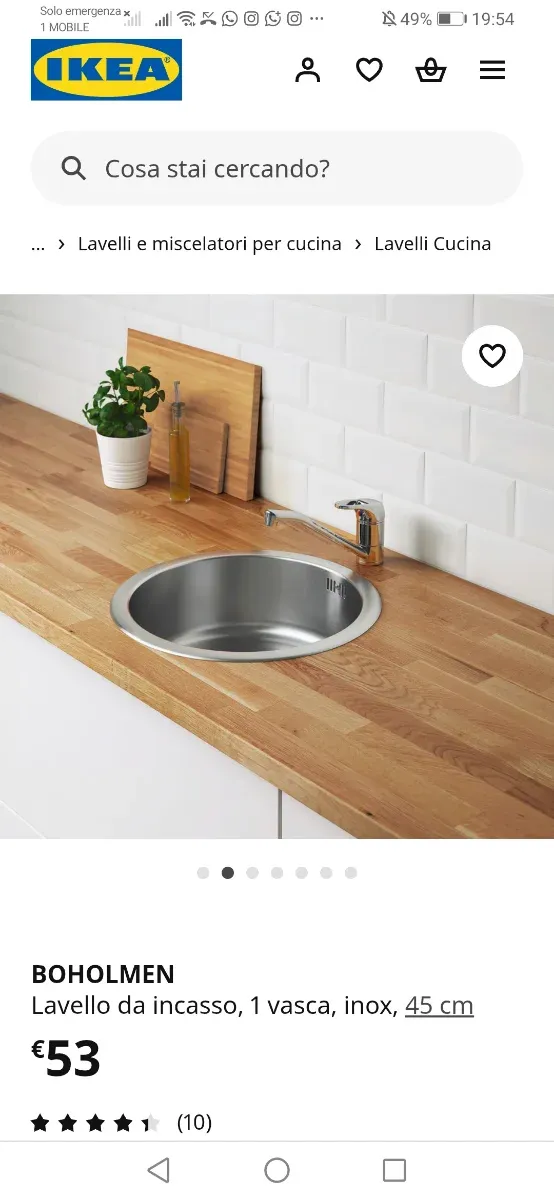 Lavandino tondo IKEA 1 vasca inox