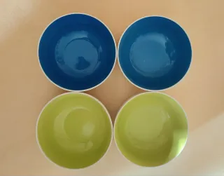 Set 4 ciotole porcellana blu e verdi