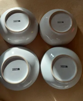 Set 4 ciotole porcellana blu e verdi