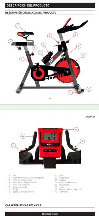 Bicicleta Spinning FITFIU BESP-22