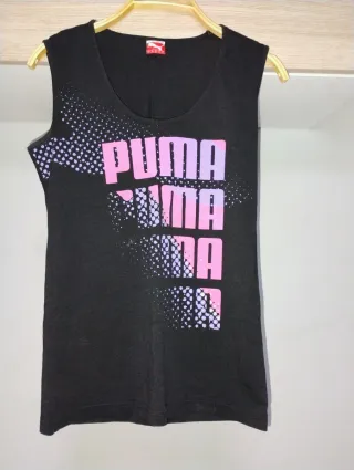 Camiseta sin mangas Puma negra y rosa