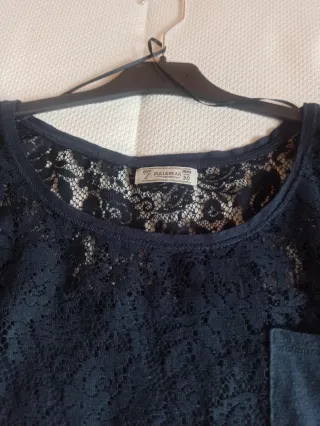 Camiseta calada azul marino