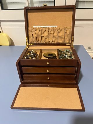 Joyero grande de piel marrón