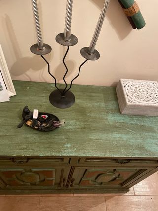 Recibidor madera y piedra decorativo