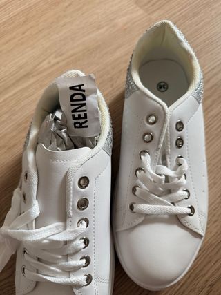 Sneakers bianche e argento pelle donna