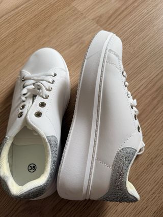 Sneakers bianche e argento pelle donna