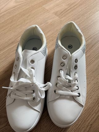 Sneakers bianche e argento pelle donna