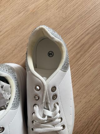 Sneakers bianche e argento pelle donna