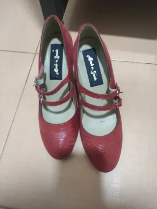 Zapatos tacón naranja teja piel