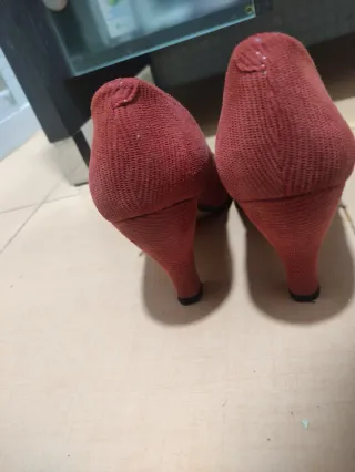 Zapatos tacón naranja teja piel
