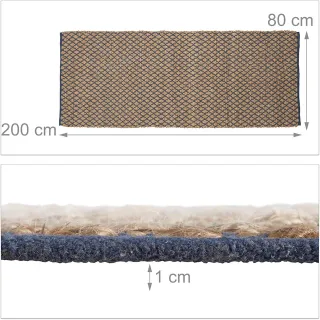 Tappeto in iuta e fibra 200x80cm Beige/Blu