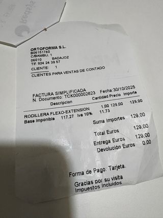 Rodillera flexo-extensión corta Orliman 7112 3-Tex