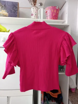 Camiseta Zara Mujer Manga Volante Talla M