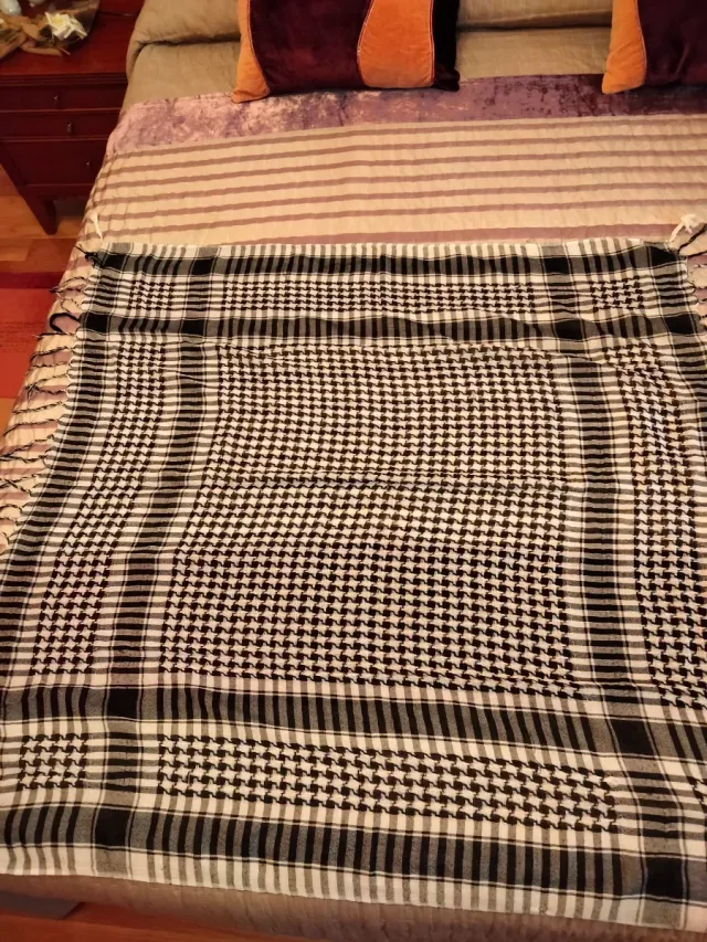 Pañuelo palestino clásico blanco y negro