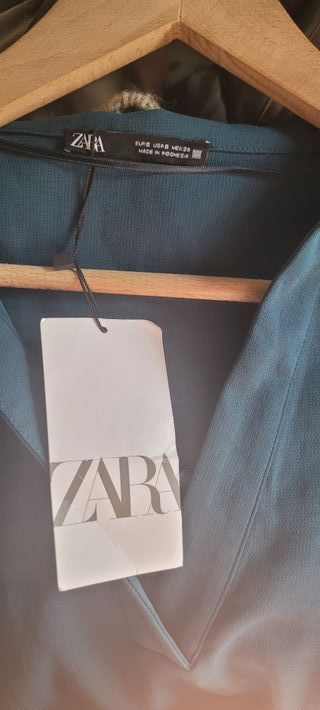 Camisola Zara Talla XS/34 Verde Azulado Nueva