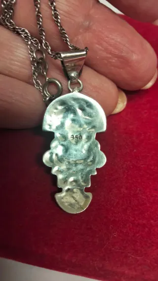 Colgante Plata Diseño Azteca Multicolor