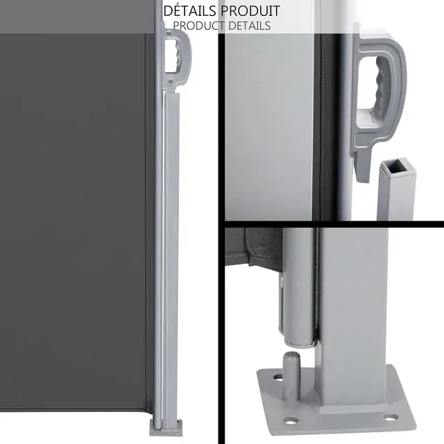 Toldo Lateral Retráctil 140x300 cm Gris