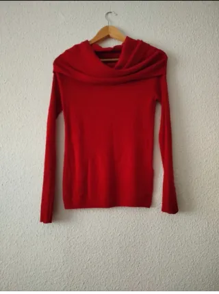 Jersey Zara Rojo Mujer Cuello Bufanda