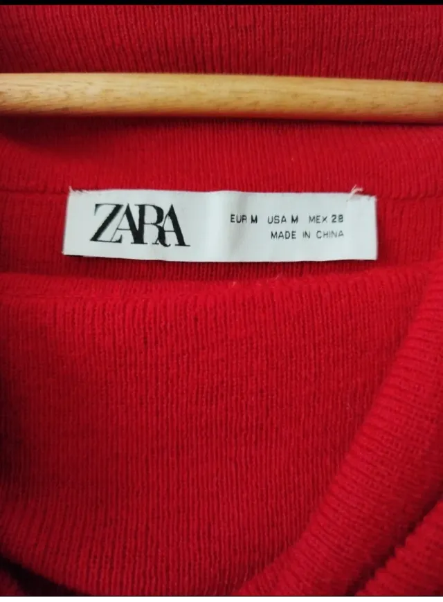 Jersey Zara Rojo Mujer Cuello Bufanda
