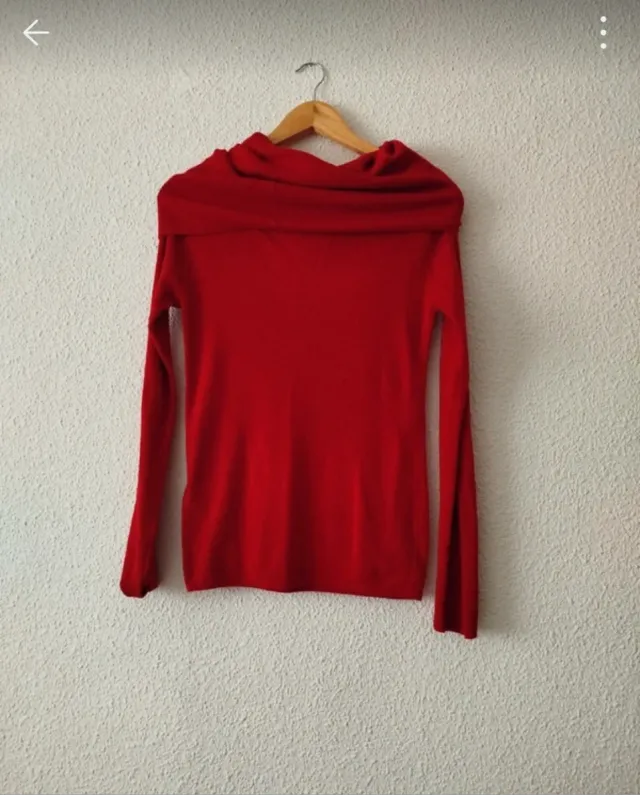 Jersey Zara Rojo Mujer Cuello Bufanda