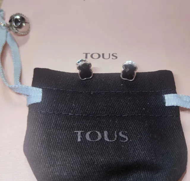 Pendientes Tous Oso Onix, Plata 925