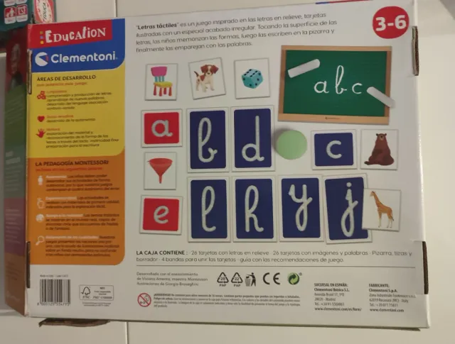 Juego Clementoni Montessori Letras Táctiles