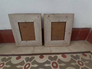 Pareja cuadros antiguos soldados óleo