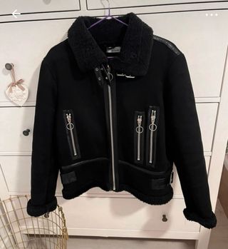 Chaqueta Biker Ante Mujer Negra