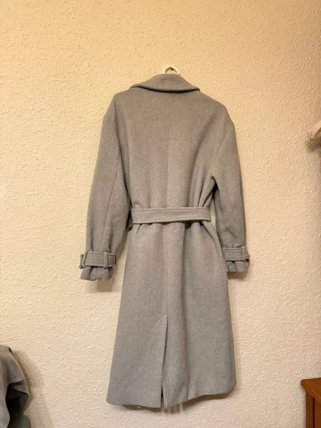Abrigo paño gris Stradivarius Talla S
