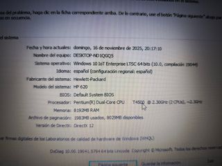 Portátil HP 620 Dual Core 8GB RAM 120GB SSD