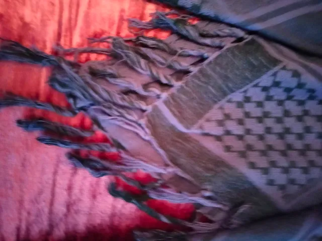 Pañuelo palestino morado y negro.