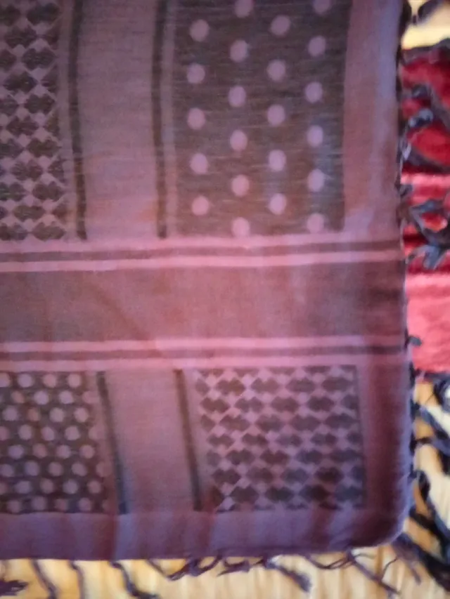 Pañuelo palestino morado y negro.