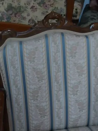 Pareja Sillones Butacas Vintage Madera y Tela