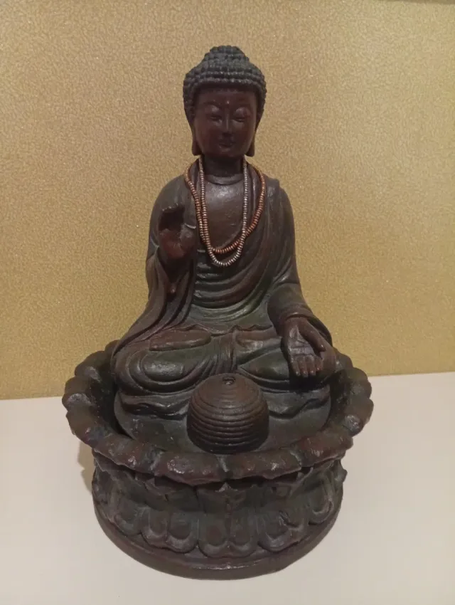 Fuente Buda Piedra Marrón y Dorado