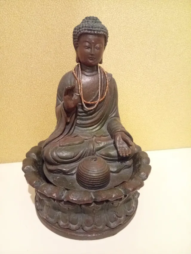 Fuente Buda Piedra Marrón y Dorado