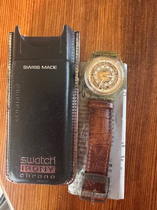 Swatch Irony Chrono Orologio Uomo Pelle Marrone