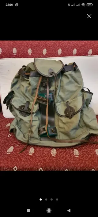 Mochila Caza Lona Marrón y Verde