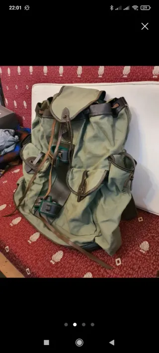 Mochila Caza Lona Marrón y Verde