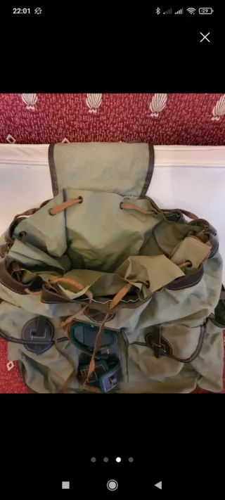 Mochila Caza Lona Marrón y Verde