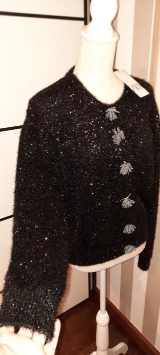 Chaqueta Zara brillante con botones joya