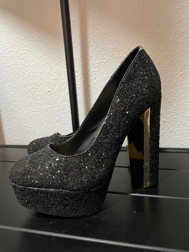 Tacones Marypaz negros talla 37 brillantes